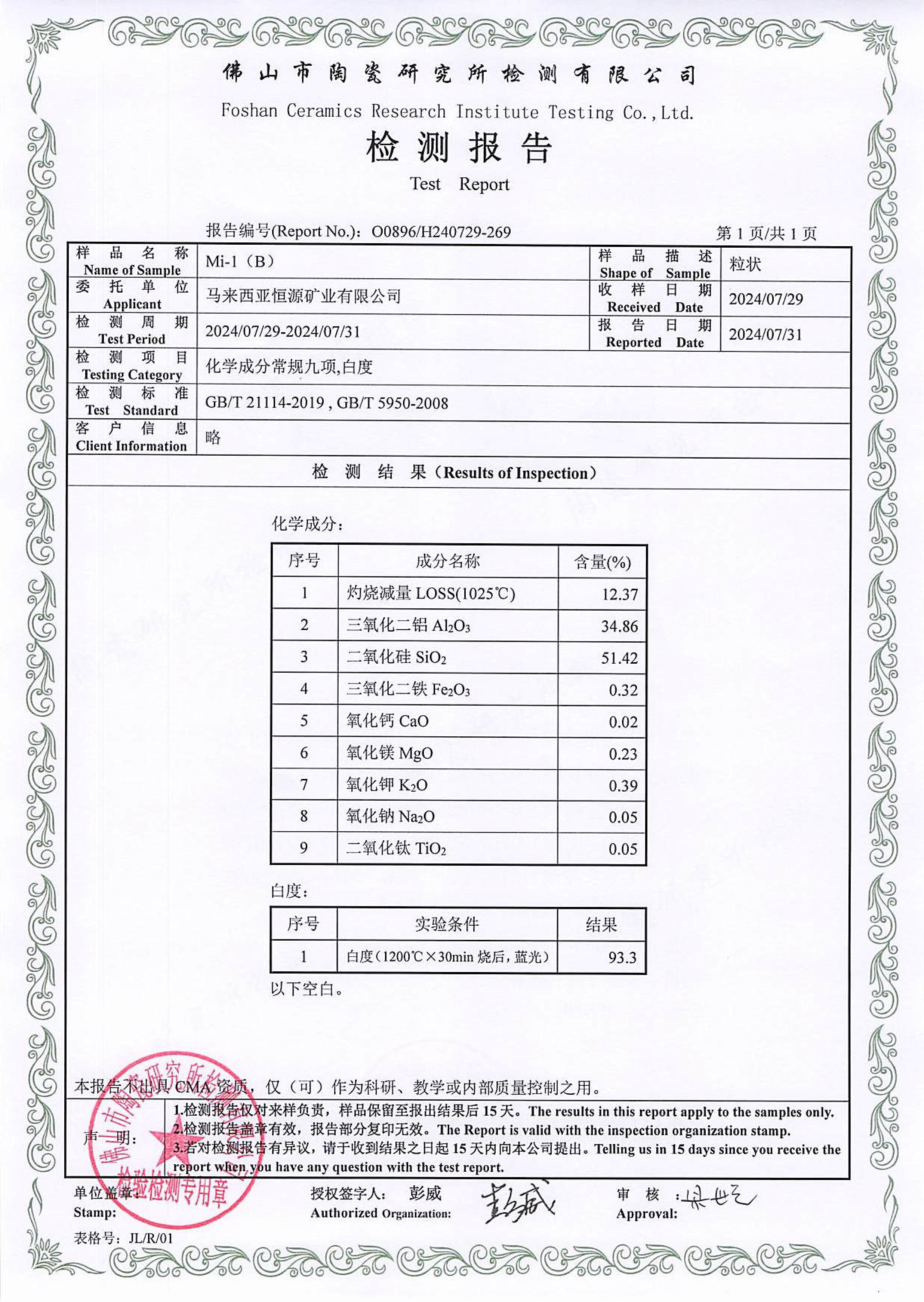 Mi-1(B)检测报告